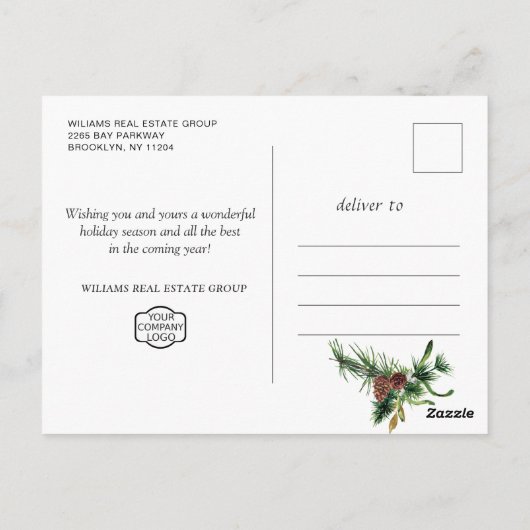 Pine Cones kerstfeestay Corporate Greeting Briefkaart (Achterkant)