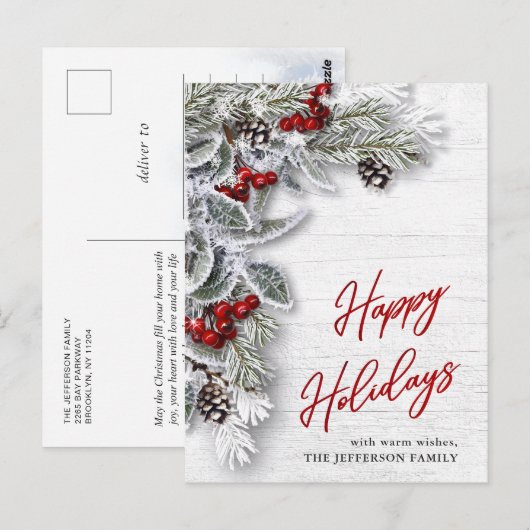 Pine Cones kerstfeestay Corporate Greeting Briefkaart (Voorkant / Achterkant)