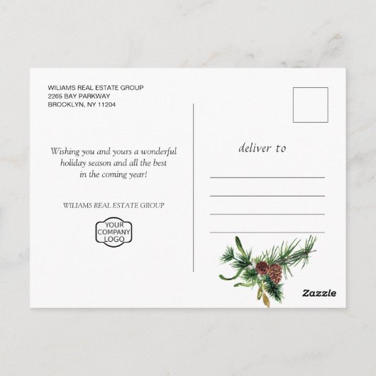 Pine Cones kerstfeestay Corporate Greeting Briefkaart (Achterkant)