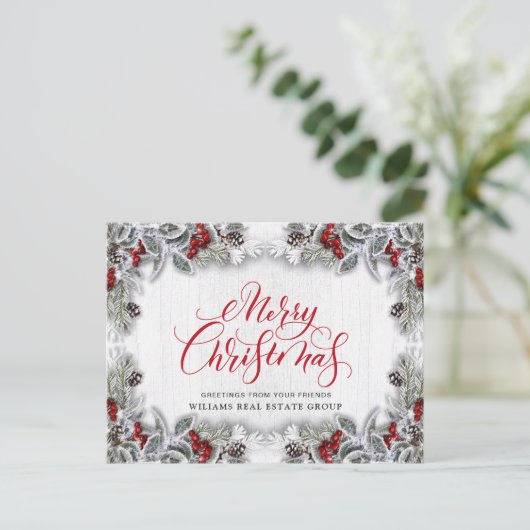 Pine Cones kerstfeestay Corporate Greeting Briefkaart (Staand voorkant)