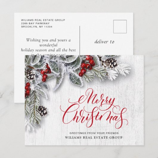 Pine Cones kerstfeestay Corporate Greeting Briefkaart (Voorkant / Achterkant)