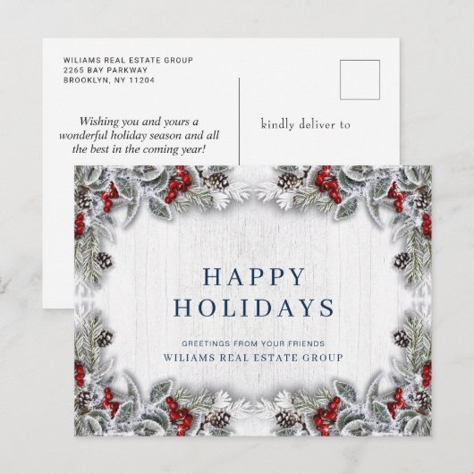 Pine Cones kerstfeestay Corporate Greeting Briefkaart (Voorkant / Achterkant)