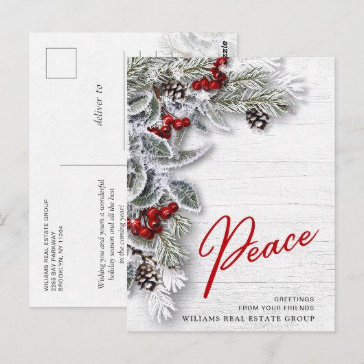 Pine Cones kerstfeestay Corporate Greeting Briefkaart (Voorkant / Achterkant)