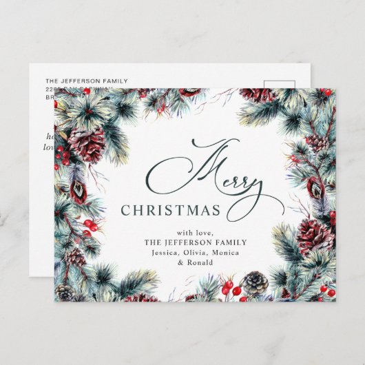 Pine Cones Kerstmis met feestdag Briefkaart (Voorkant / Achterkant)