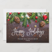 Pine Cones Kerstmis Rustic Corporate Greeting Feestdagenkaart (Voorkant)