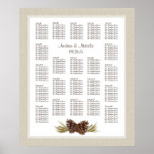 Pine Cones Light Burlap Wedding Seating Chart