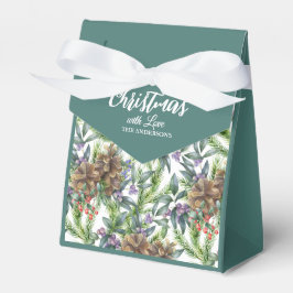 Pine cones Merry Kerstmis waterverf groen wit Bedankdoosjes