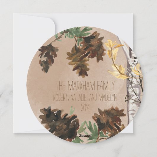 Pine Cones Natuur Ronde kerstfeestdag Feestdagenkaart (Achterkant)