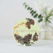 Pine Cones Natuur Ronde kerstfeestdag Feestdagenkaart (Staand voorkant)