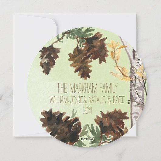 Pine Cones Natuur Ronde kerstfeestdag Feestdagenkaart (Achterkant)