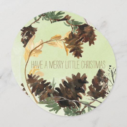 Pine Cones Natuur Ronde kerstfeestdag Feestdagenkaart (Voorkant / Achterkant)