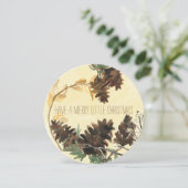 Pine Cones Natuur Ronde kerstfeestdag Feestdagenkaart (Staand voorkant)