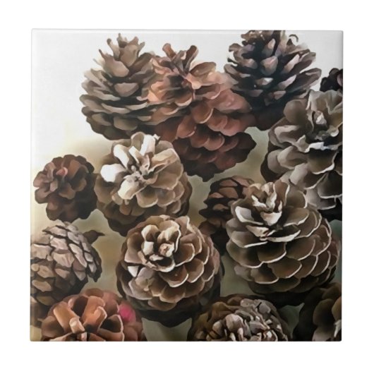 Pine Cones Organic Kerstsierents Art Tegeltje (Voorkant)