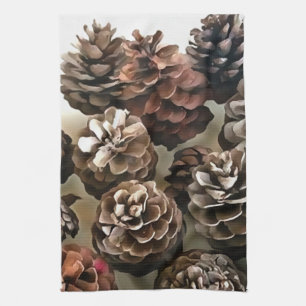 Pine Cones Organic Kerstsierents Art Theedoek