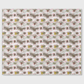 Pine Cones passen de zachte kerstrode tekst aan Cadeaupapier (Vlak)