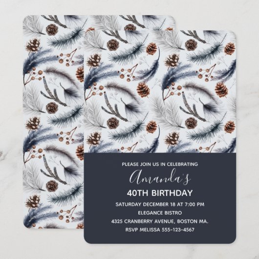 Pine Cones & Pine Needles Patroon Birthday Kaart (Voorkant / Achterkant)