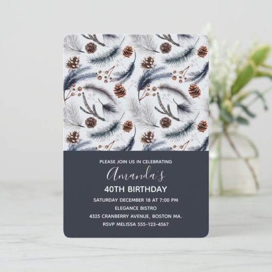 Pine Cones & Pine Needles Patroon Birthday Kaart (Staand voorkant)