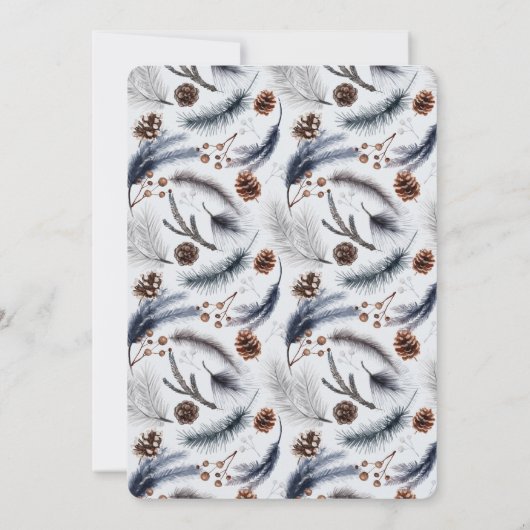 Pine Cones & Pine Needles Patroon Birthday Kaart (Achterkant)