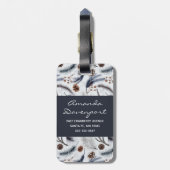 Pine Cones & Pine Needles Waterverf Patroon Bagagelabel (Achterkant verticaal)