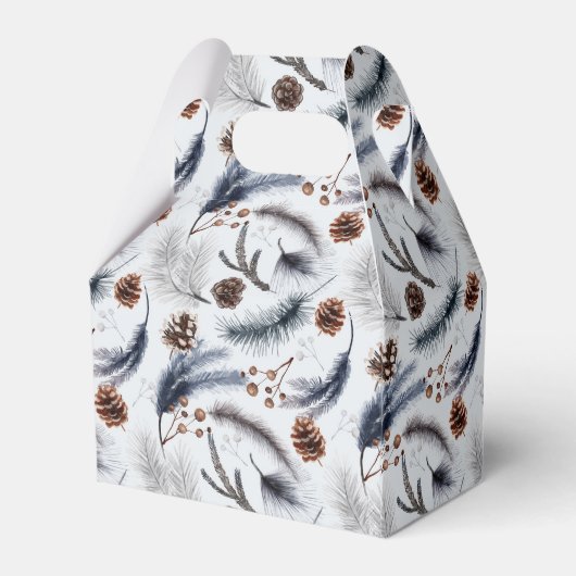 Pine Cones & Pine Needles Waterverf Patroon Bedankdoosjes (Achterkant)