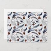 Pine Cones & Pine Needles Waterverf Patroon Briefkaart (Voorkant / Achterkant)