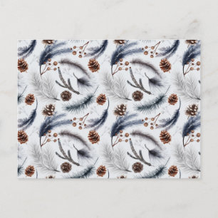Pine Cones & Pine Needles Waterverf Patroon Briefkaart