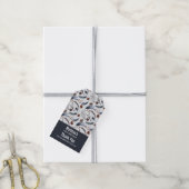 Pine Cones & Pine Needles Waterverf Patroon Cadeaulabel (Met Touw)