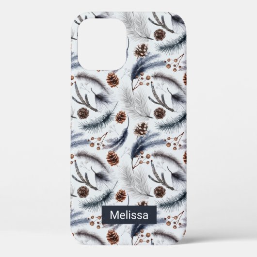 Pine Cones & Pine Needles Waterverf Patroon Case-Mate iPhone Case (Achterkant)