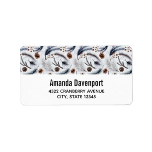 Pine Cones & Pine Needles Waterverf Patroon Etiket