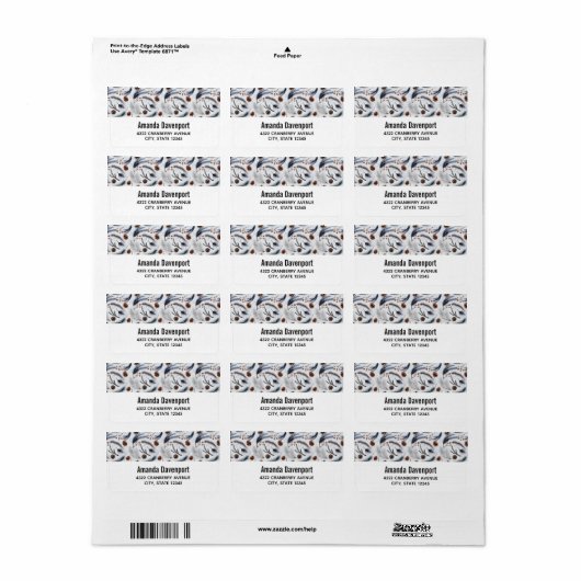 Pine Cones & Pine Needles Waterverf Patroon Etiket (Full Sheet)