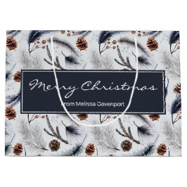 Pine Cones & Pine Needles Waterverf Patroon Groot Cadeauzakje