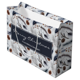 Pine Cones & Pine Needles Waterverf Patroon Groot Cadeauzakje