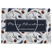 Pine Cones & Pine Needles Waterverf Patroon Groot Cadeauzakje (Achterkant)