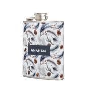 Pine Cones & Pine Needles Waterverf Patroon Heupfles (Links)