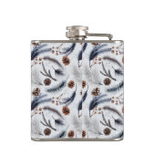 Pine Cones & Pine Needles Waterverf Patroon Heupfles (Achterkant)