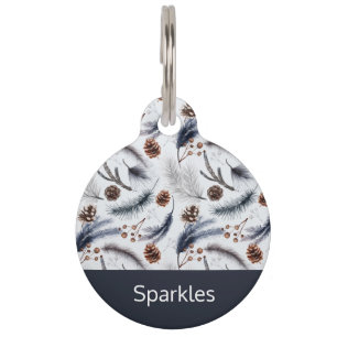 Pine Cones & Pine Needles Waterverf Patroon Huisdierpenning