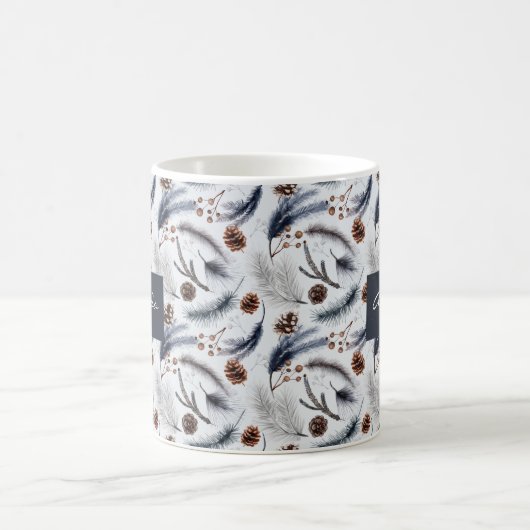 Pine Cones & Pine Needles Waterverf Patroon Koffiemok (Center)