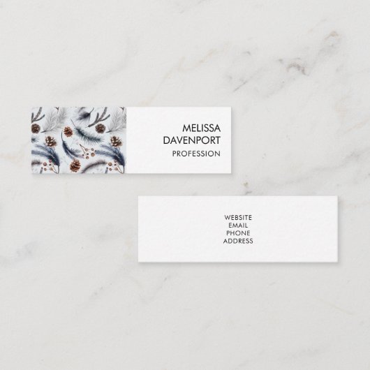 Pine Cones & Pine Needles Waterverf Patroon Mini Visitekaartje (Voorkant / Achterkant)