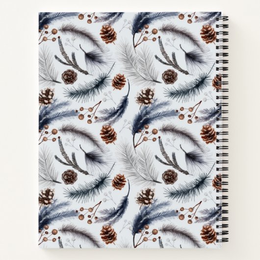 Pine Cones & Pine Needles Waterverf Patroon Notitieboek (Achterkant)