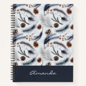 Pine Cones & Pine Needles Waterverf Patroon Notitieboek (Voorkant)