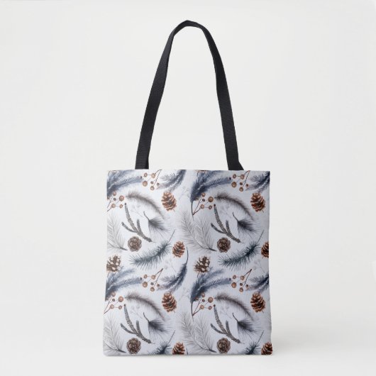 Pine Cones & Pine Needles Waterverf Patroon Tote Bag (Voorkant)