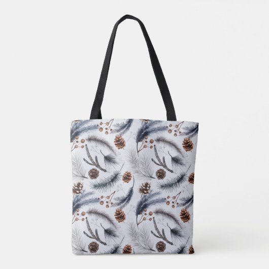 Pine Cones & Pine Needles Waterverf Patroon Tote Bag (Achterkant)