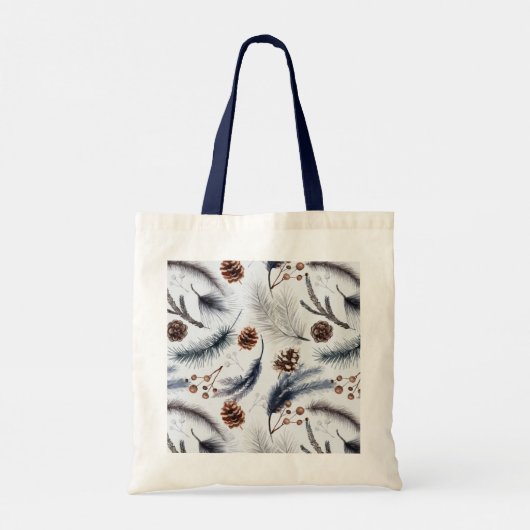 Pine Cones & Pine Needles Waterverf Patroon Tote Bag (Achterkant)
