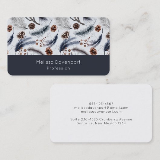 Pine Cones & Pine Needles Waterverf Patroon Visitekaartje (Voorkant / Achterkant)