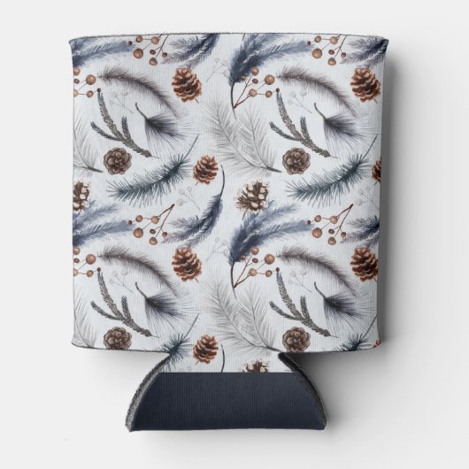 Pine Cones & Pine Needles Winter Pattern Blikjeskoeler (Voorkant)