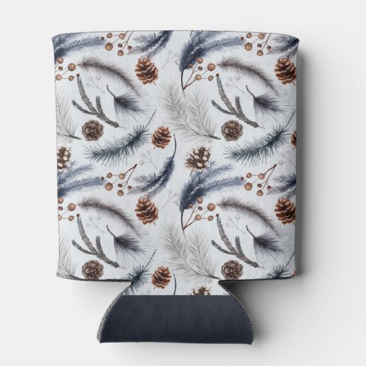 Pine Cones & Pine Needles Winter Pattern Blikjeskoeler (Achterkant)