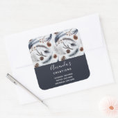 Pine Cones & Pine Needles Winter Pattern Business Vierkante Sticker (Envelop)