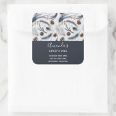 Pine Cones & Pine Needles Winter Pattern Business Vierkante Sticker (Tas)
