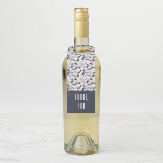 Pine Cones & Pine Needles Winter Pattern Dank u Flessenhanger (Op fles)