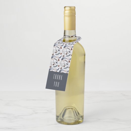 Pine Cones & Pine Needles Winter Pattern Dank u Flessenhanger (Schuin)